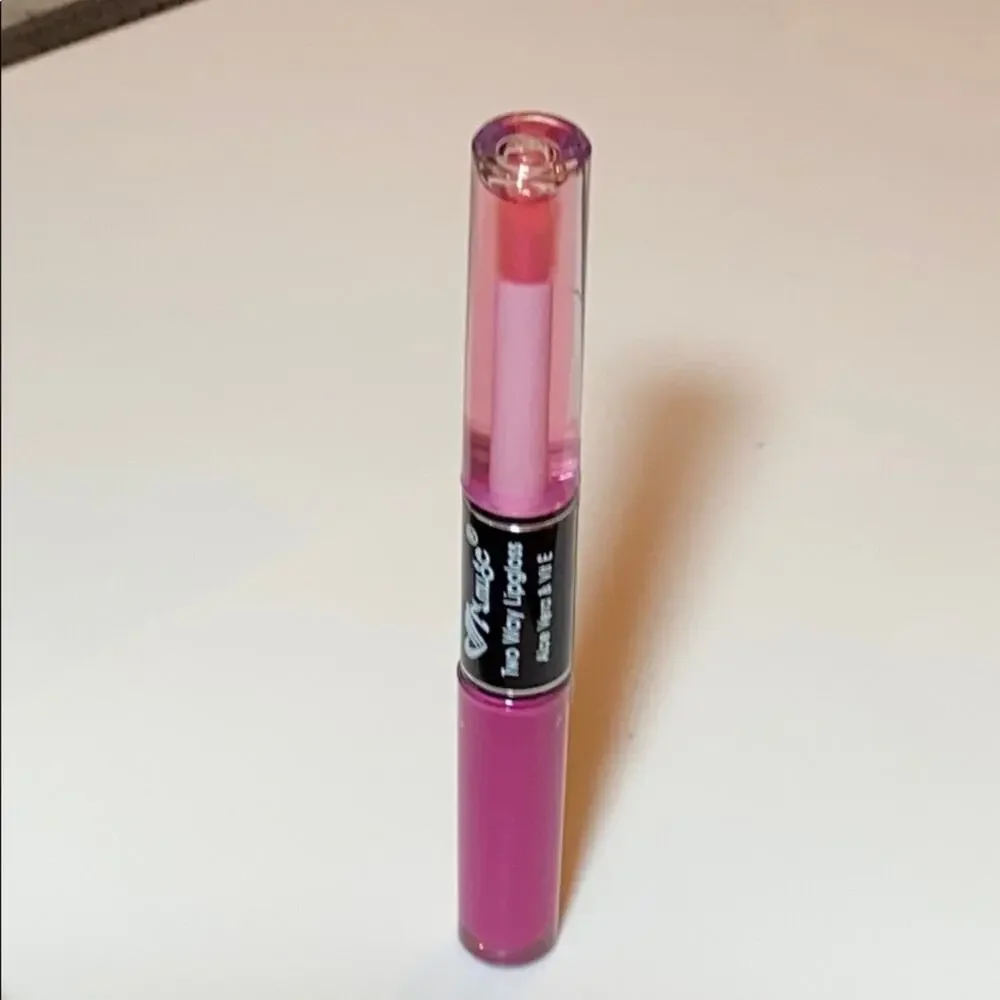NEW Amuse 2-Way LIP GLOSS DUO Aloe Vera Vitamin E Pink Color Tinted Shine 6280-4